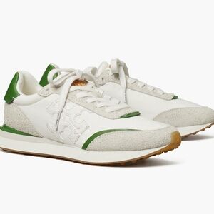 NWT * Tory Burch Green & White Destiny Trainer Size 7.5